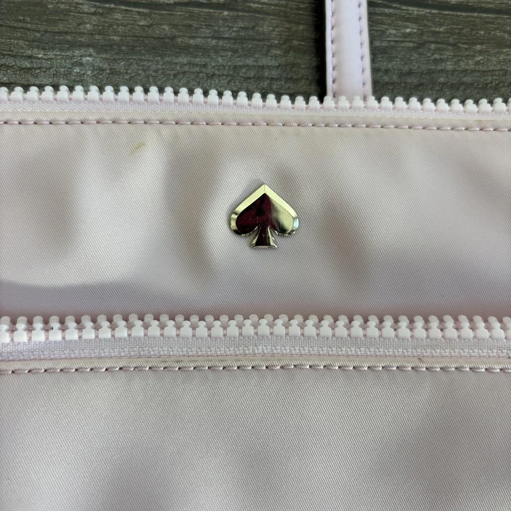 Kate Spade Crossbody Bag Womens Medium Pink Nylon Leather Zip Pocket Adjustable